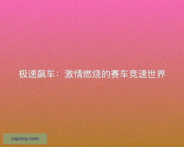 极速飙车：激情燃烧的赛车竞速世界