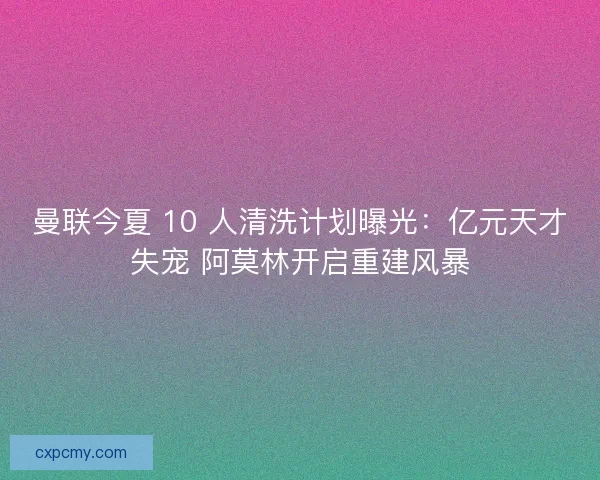 曼联今夏 10 人清洗计划曝光：亿元天才失宠 阿莫林开启重建风暴