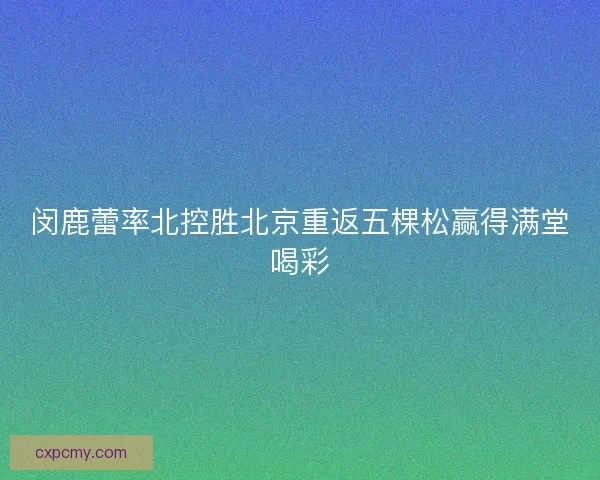 闵鹿蕾率北控胜北京重返五棵松赢得满堂喝彩 闵鹿蕾率北控胜北京重返五棵松赢得满堂喝彩